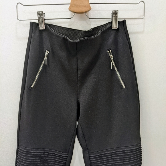Moto style black leggings with zippers - S - Picture 3 of 5